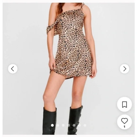 Nasty Gal Womens Twisted Asymmetrical Mini Dress - Leopard - Picture 12 of 14